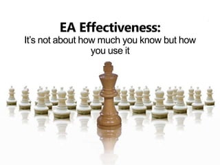 EA Effectiveness:
It’s not about how much you know but how
                 you use it
 