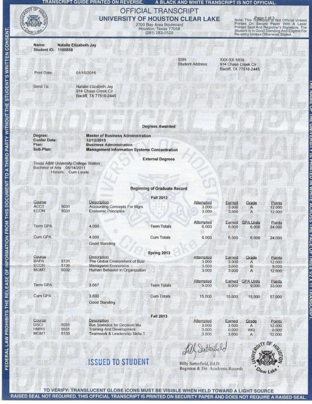 MBA Transcript
