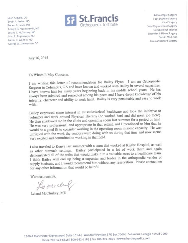 letter of recommendation st george letter of recommendation