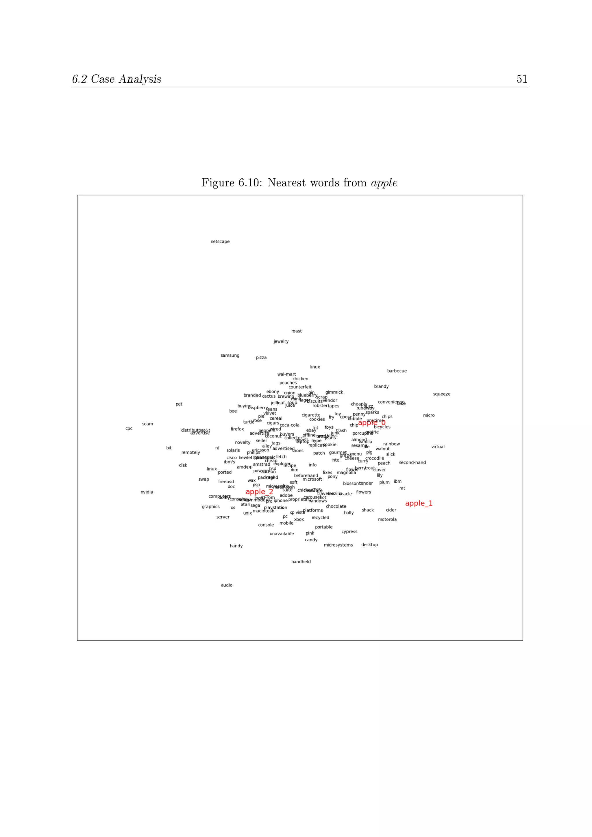 6.2 Case Analysis 51
Figure 6.10: Nearest words from apple
 