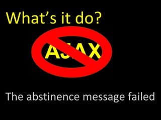 What’s it do? AJAX The abstinence message failed 