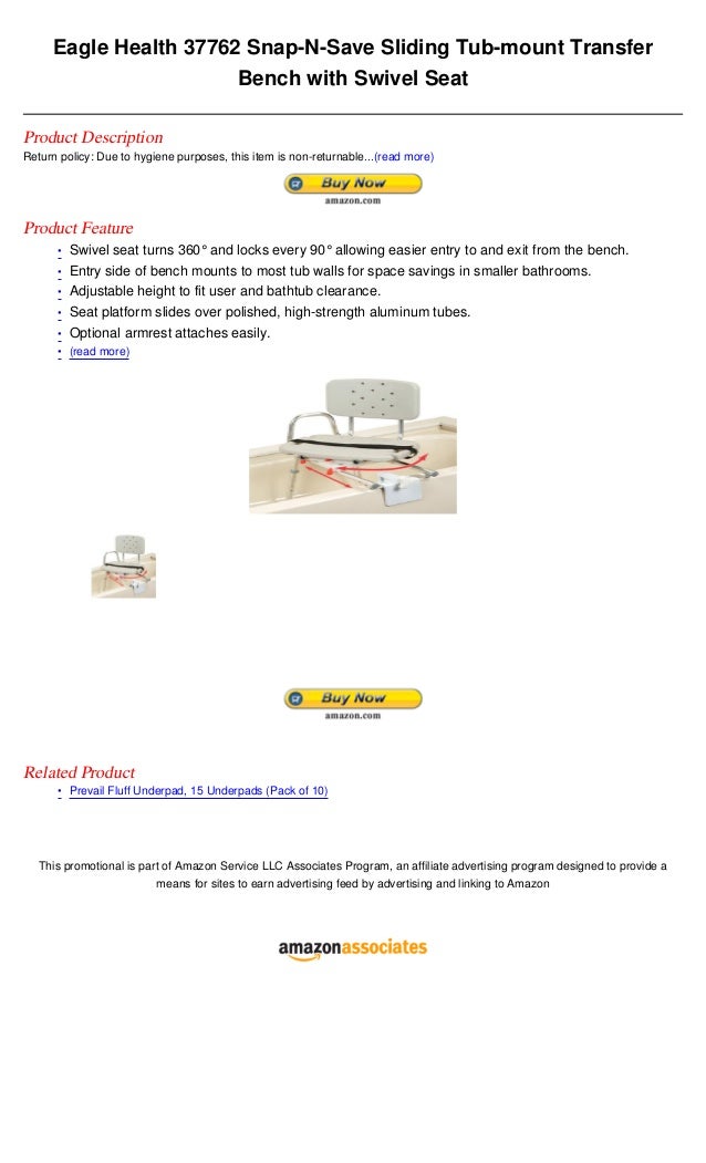 Eagle health 37762 snap nsave sliding tubmount transfer bench with
