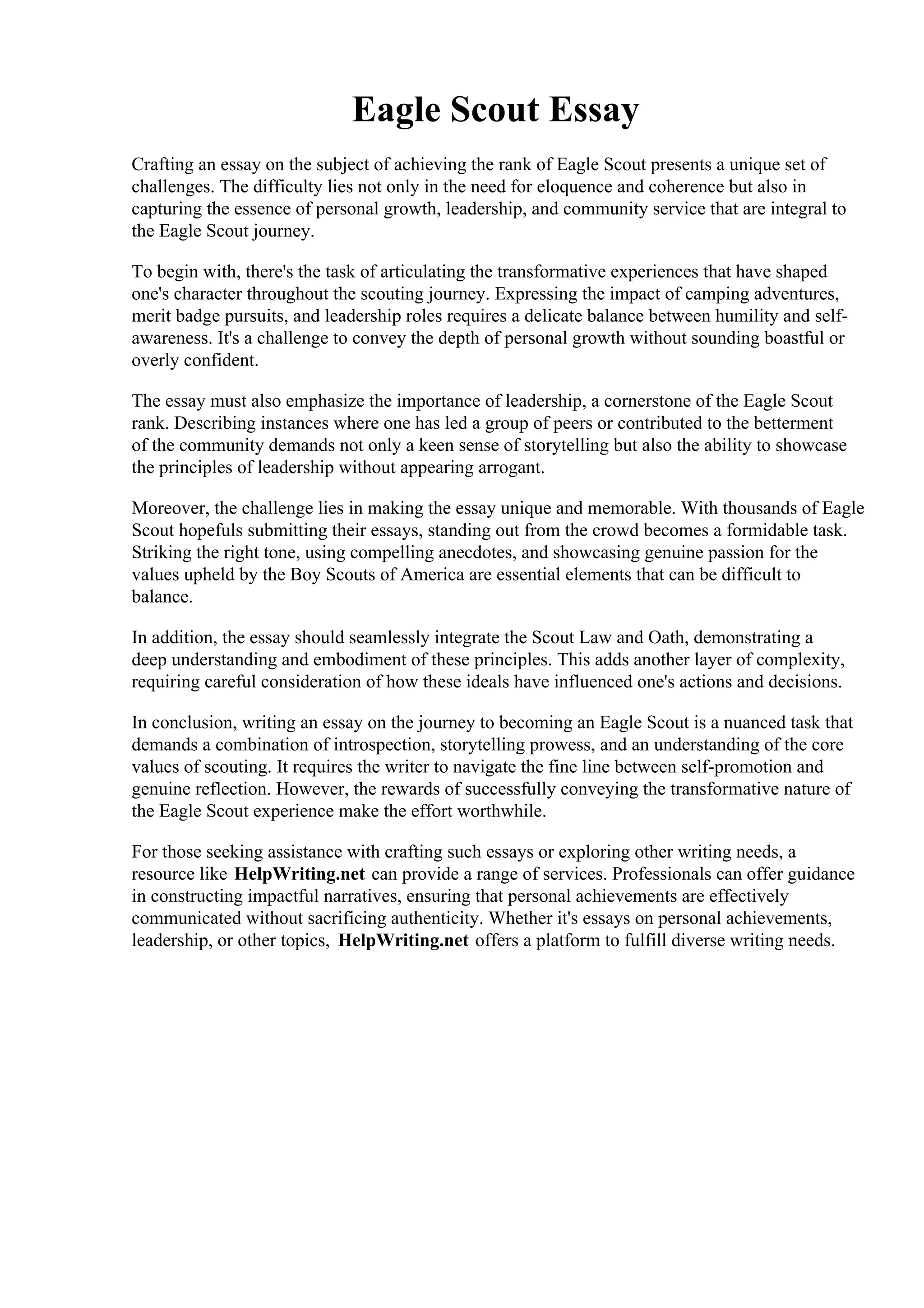 Eagle Scout Essay.pdfEagle Scout Essay. 003 008723769 1 Eagle Scout