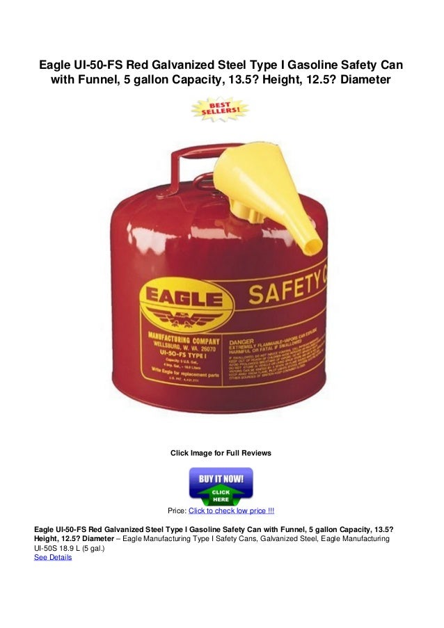 Eagle ui 50fsred_galvanized_steel_type_i_gasoline_safety_can_with
