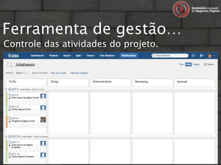 Ferramenta de gestão…
Controle das atividades do projeto.
 