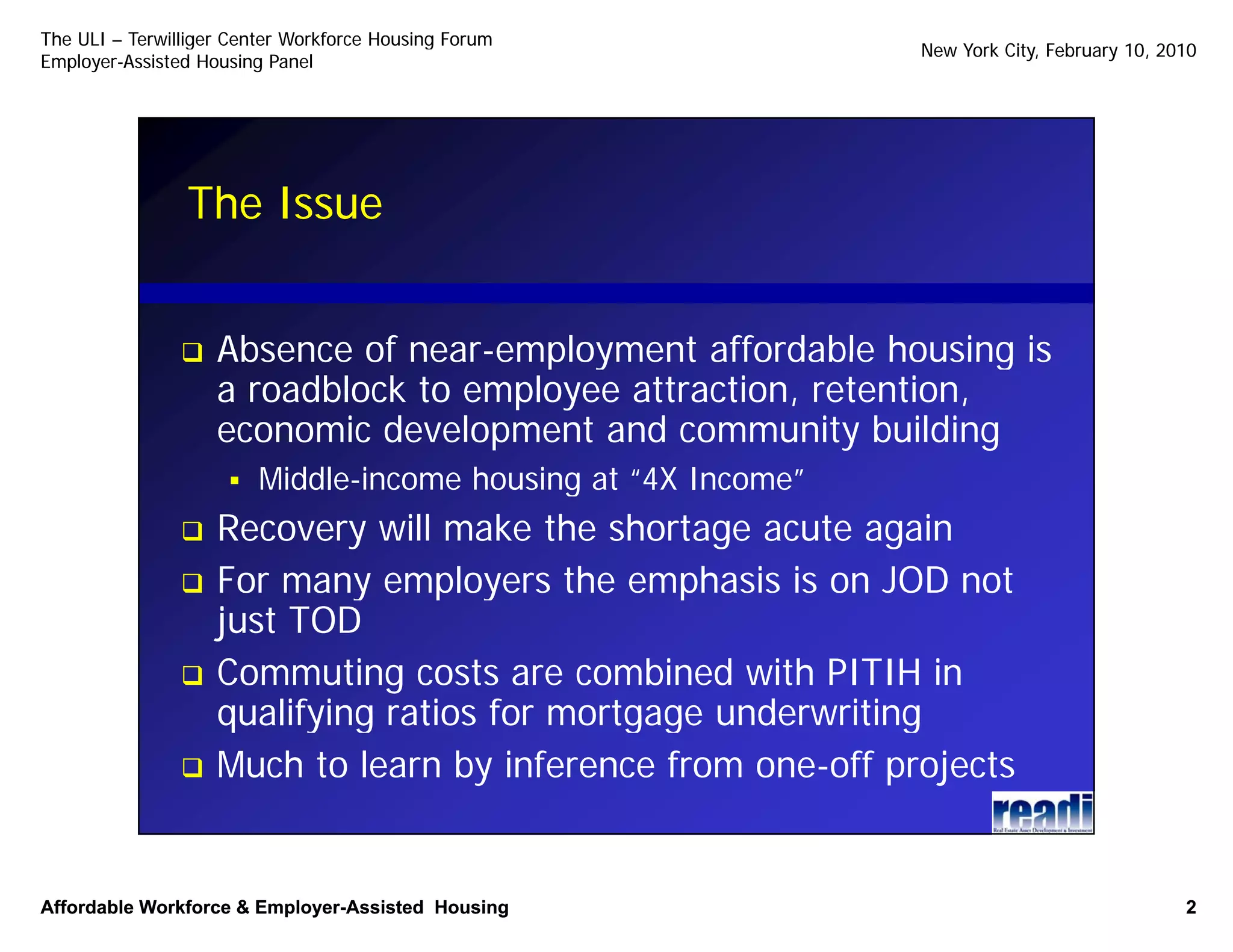 Subsidized Workforce Producing Workforce Housing - Employer-Assisted Housing on Ground ...