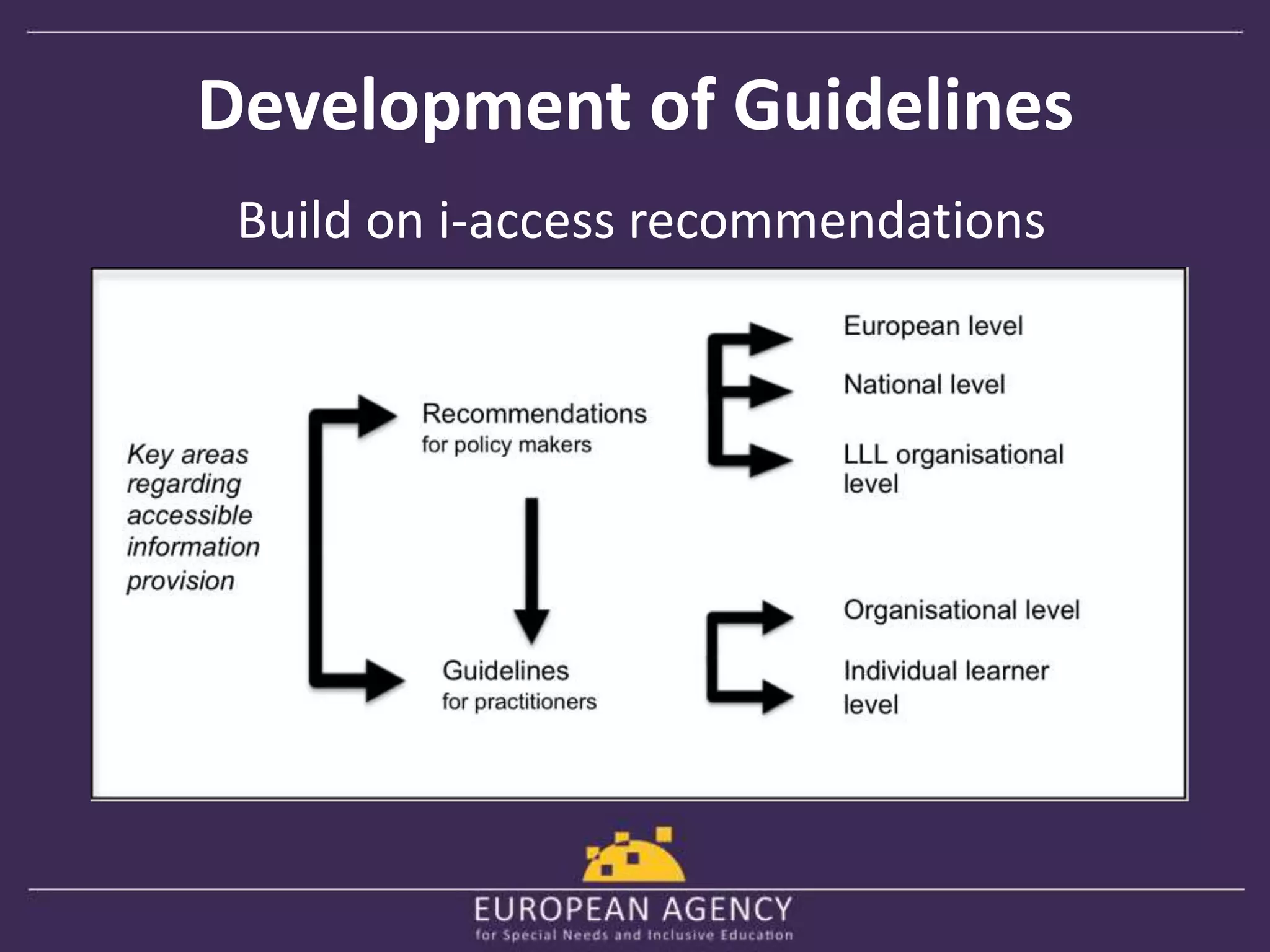 Development of Guidelines 
Build on i-access recommendations 
 