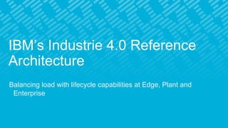 IBM’s Industrie 4.0 Reference
Architecture
Balancing load with lifecycle capabilities at Edge, Plant and
Enterprise
 
