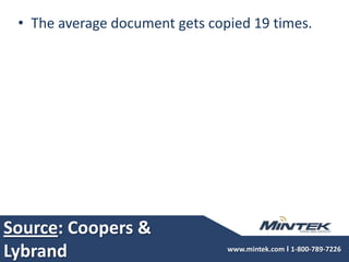 Source: Coopers & LybrandThe average document gets copied 19 times. 