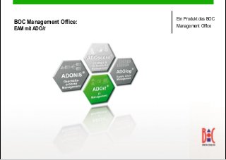BOC Management Office:
EAM mit ADOit
Ein Produkt des BOC
Management Office
 