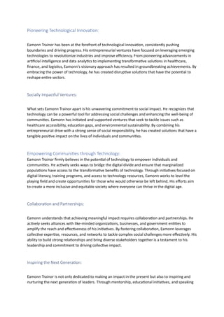 Eamonn Trainor: A Visionary Leader Pioneering Positive Change|Falati | PDF