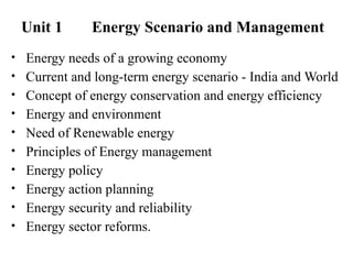Energy Audit & Management - Energy Scenario and Management , Energy ...