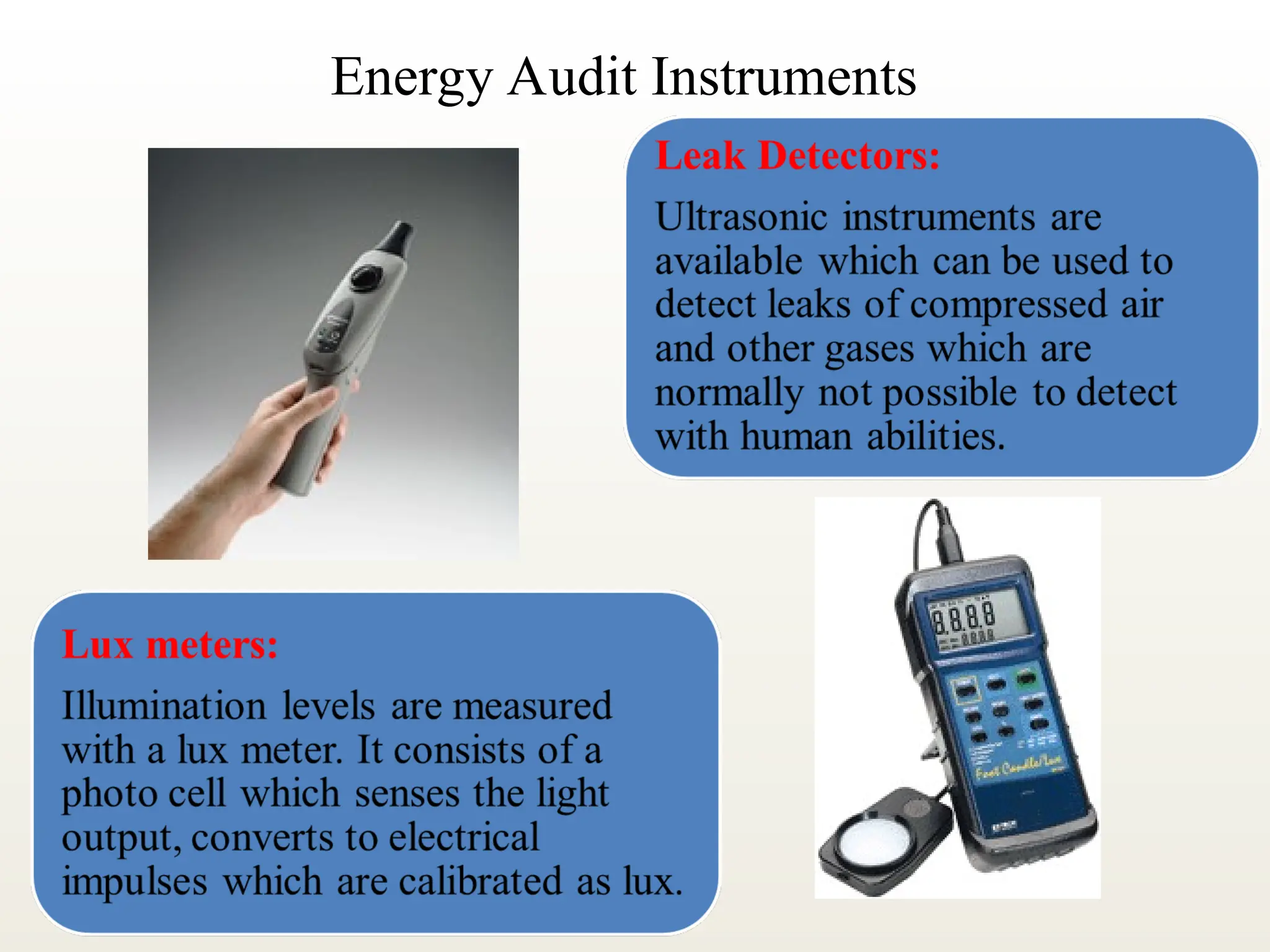 Energy Audit Instruments
 