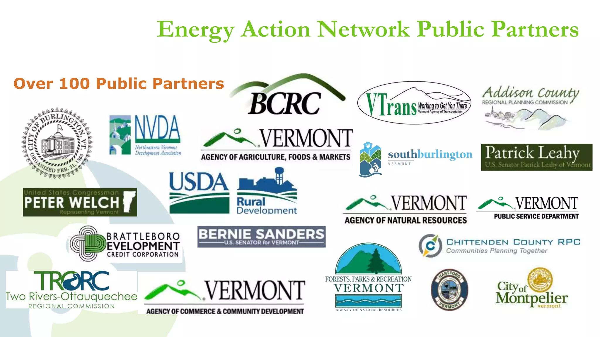 Energy Action Network Public Partners
Over 100 Public Partners
 