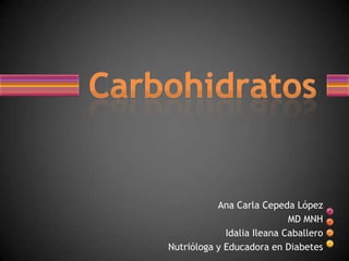 Ana Carla Cepeda López MD MNH IdaliaIleana Caballero Nutrióloga y Educadora en Diabetes Carbohidratos 