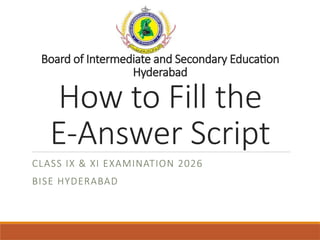 Comprehensive Guide to Filling E-Answer Scripts for BISE Hyderabad ...