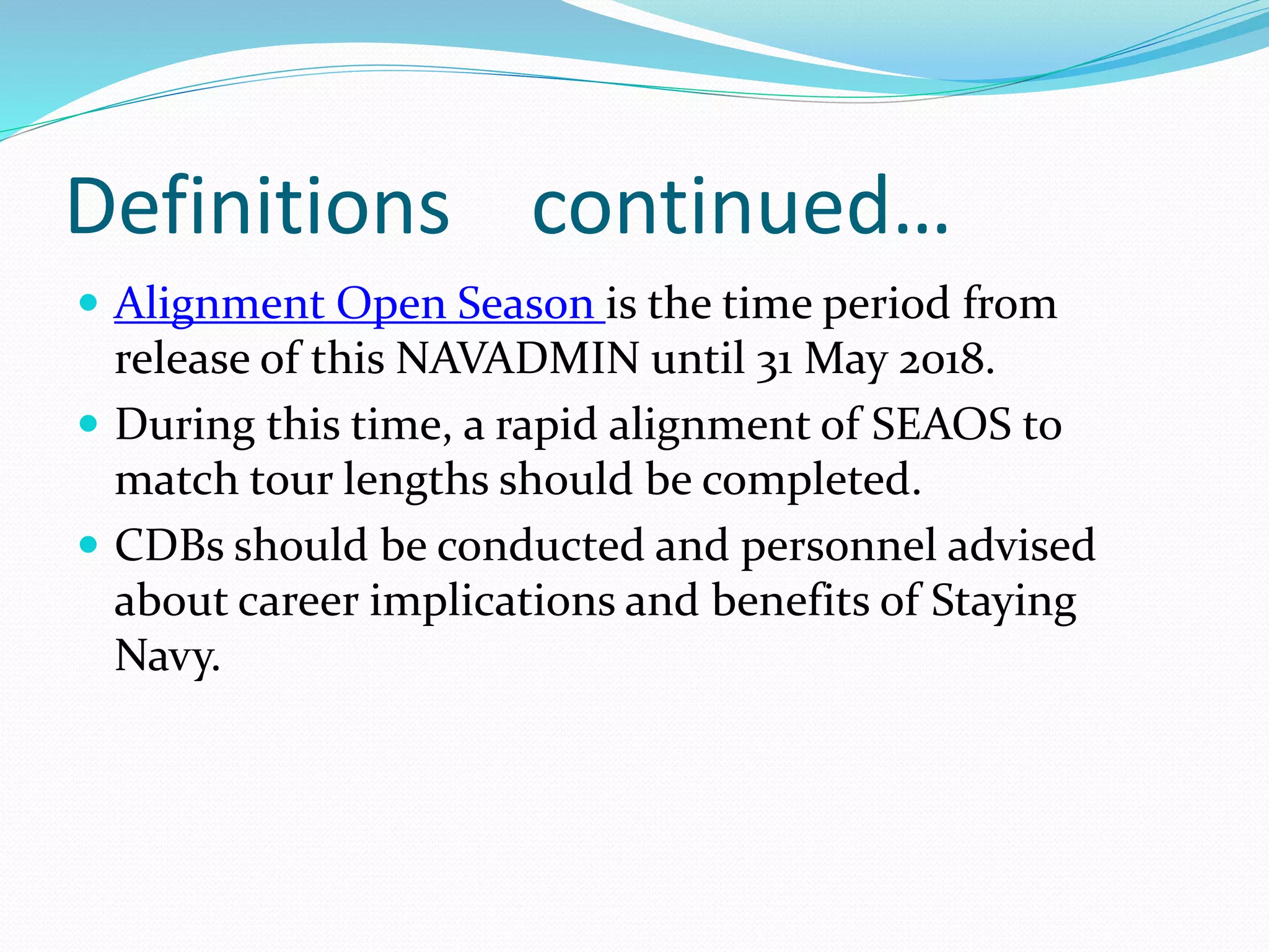 EAOS to PRD Alignment NAVADMIN 307/17 | PPTX