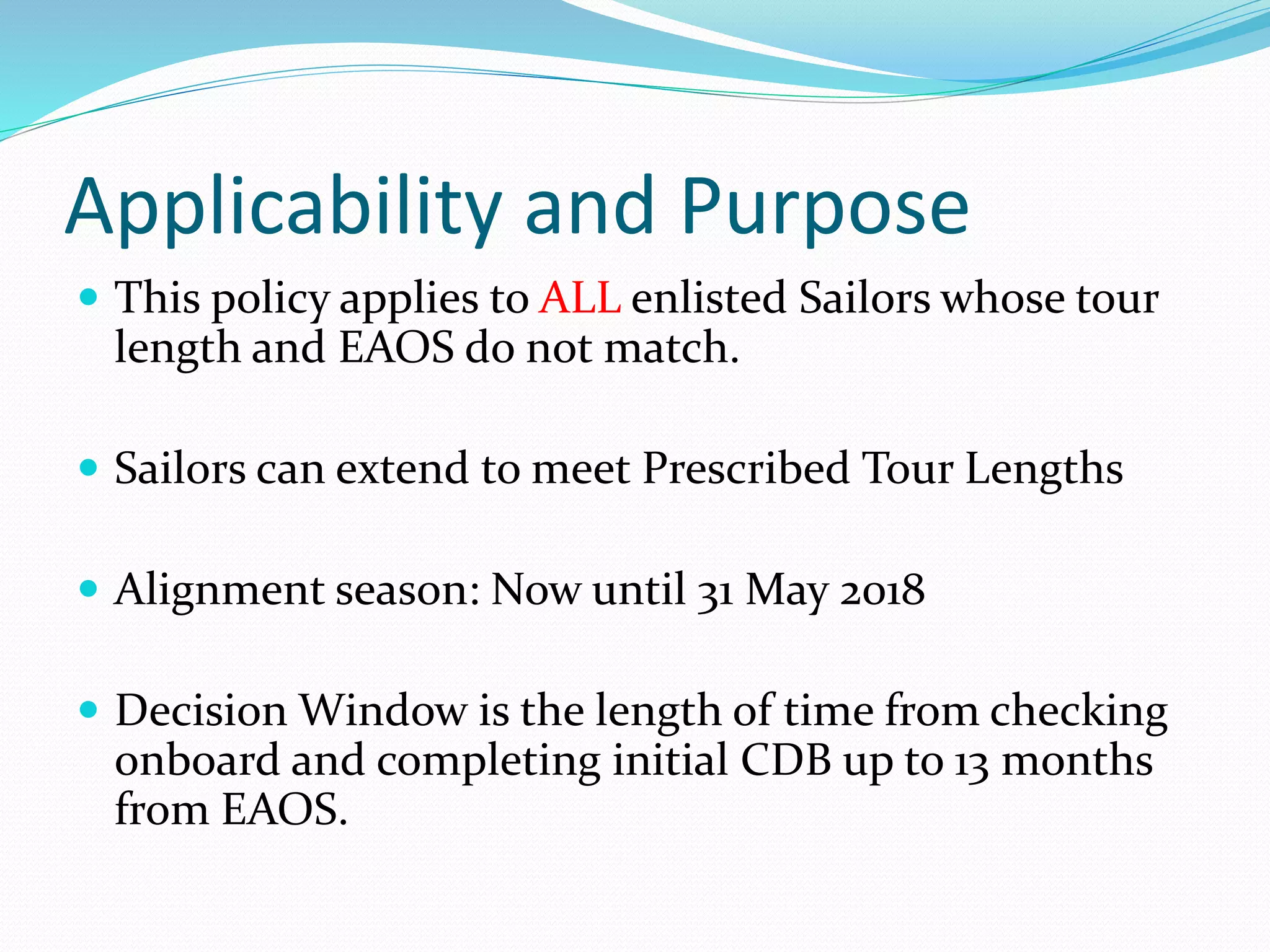 EAOS to PRD Alignment NAVADMIN 307/17 | PPTX