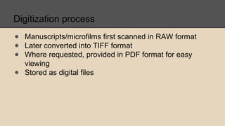 Creating a Digital Archive of Indian Christian Manuscripts and Books | PPT