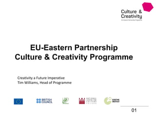 01
EU-Eastern Partnership
Culture & Creativity Programme
Creativity a Future Imperative
Tim Williams, Head of Programme
 