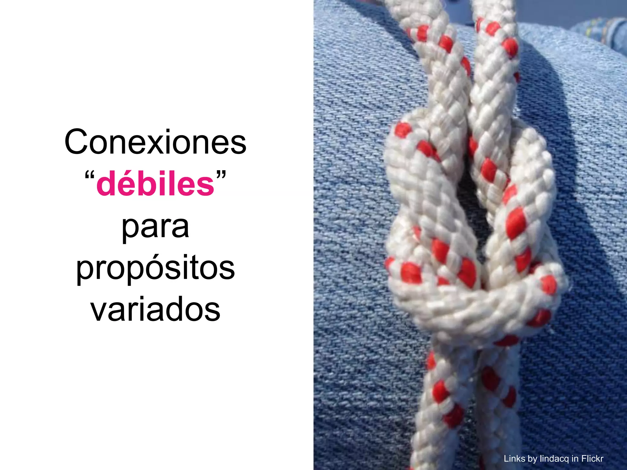 Conexiones
“débiles”
para
propósitos
variados

Links by lindacq in Flickr

 
