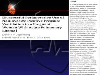 Comprehensive Management of Acute Pulmonary Edema in Critical Obstetric ...
