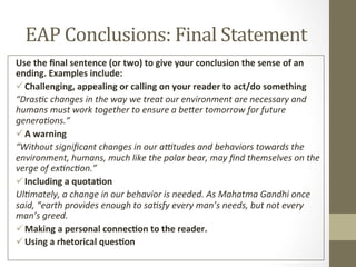 EAP Intros & Conclusions in academic writing | PDF