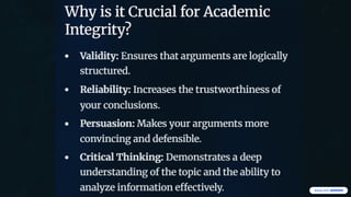 Integrity Random Facts Academic Integrity Constructing Fact Based Statements and Arguments | PPTX