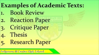 Academic Text Structure EAPP Senior High | PDF