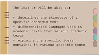Academic Texts Structure (Academic Text and Non Academic Text) | PPT