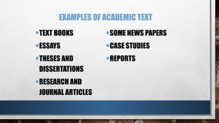Academic and non-academic texts EAPP- QUARTER 1 WEEK 1.pptx