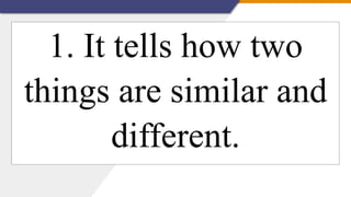 1. It tells how two
things are similar and
different.
 