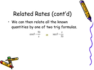 Related Rates Triad The Application of Derivatives | PPT