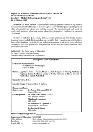 Eapp Q 1 Module 1 Reading Academic Texts Pdf Eapp Q 1 Module 1 Reading Academic Texts Pdf