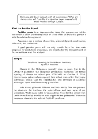 EAPP Q2 - M3_ Writing Various Kinds of Position Paper.pdf