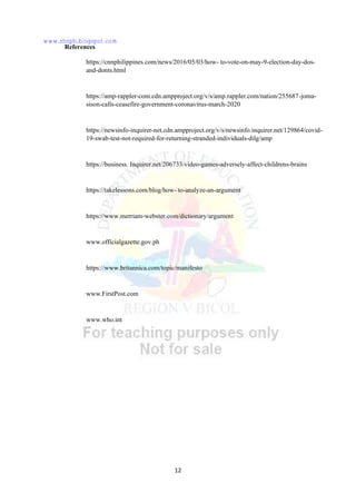 English for academic and professional purposes APP Q2 Module 1 | PDF