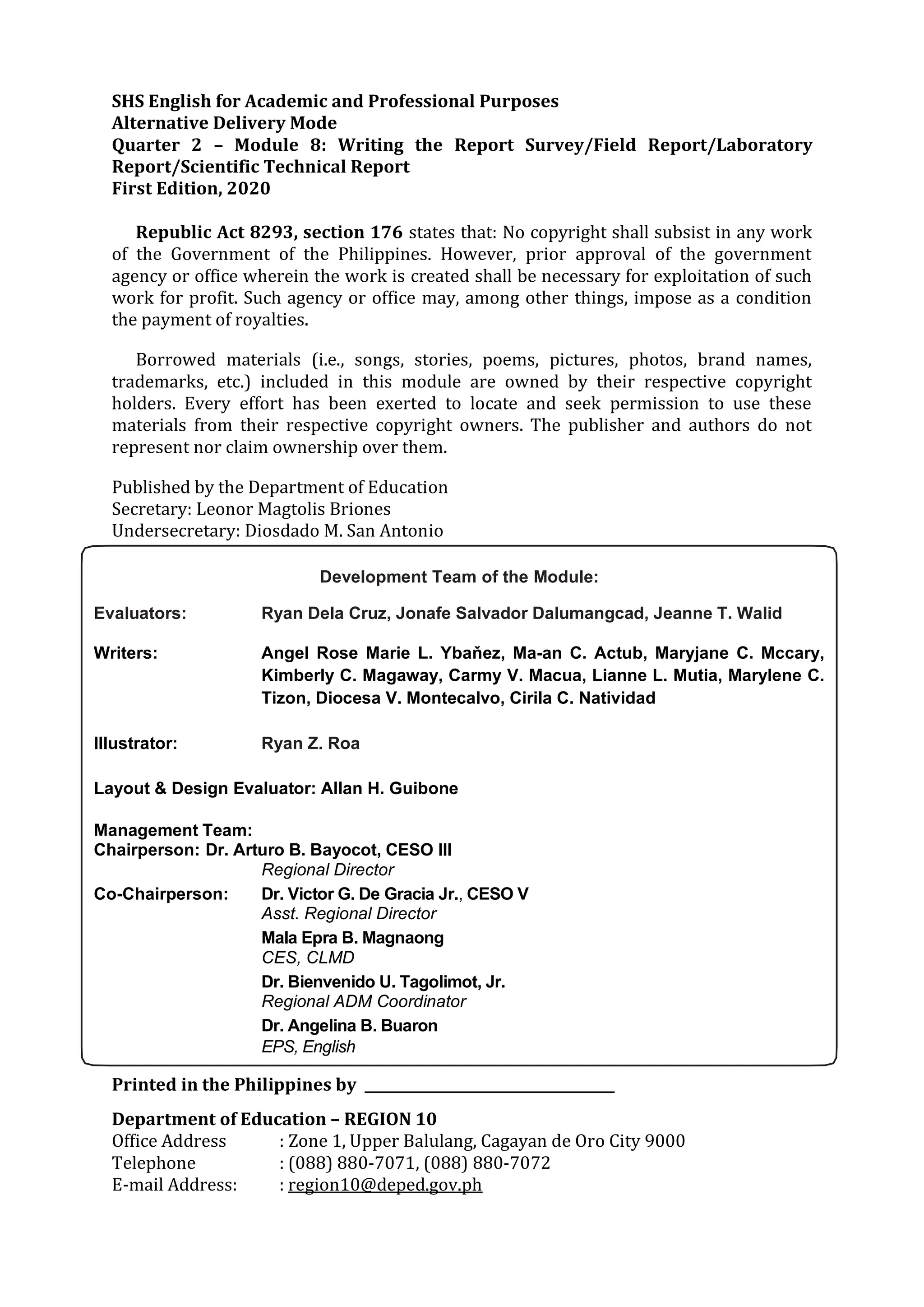 EAPP Q 2 – Module 8 Writing the Report Survey Field ...
