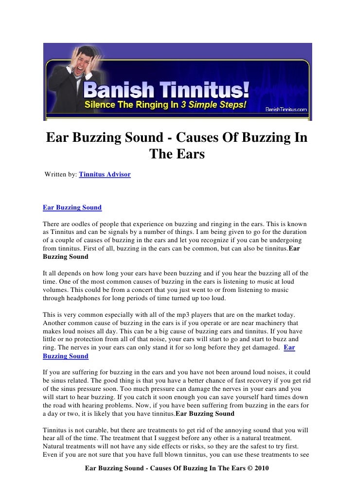 Ear buzzing sound causes of buzzing in the ears