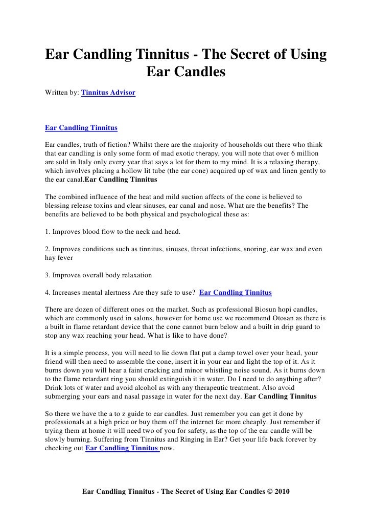 Ear candling tinnitus the secret of using ear candles