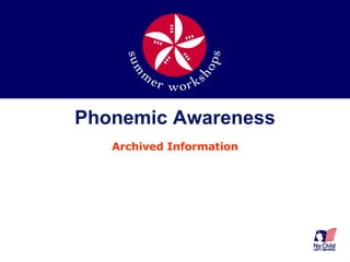 Phonemic Awareness Archived Information 