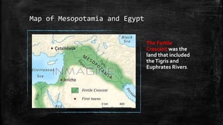 Map of Mesopotamia and Egypt
The Fertile
Crescent was the
land that included
theTigris and
Euphrates Rivers.
 