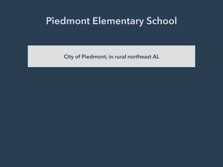 Piedmont Elementary School
City of Piedmont, in rural northeast AL
 