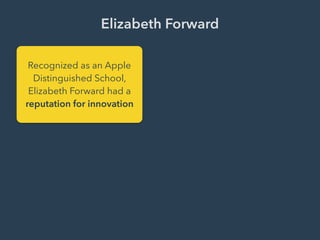 Elizabeth Forward
Recognized as an Apple
Distinguished School,
Elizabeth Forward had a
reputation for innovation
 