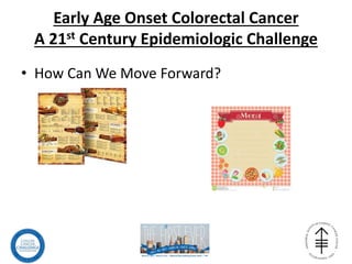 Early Age Onset Colorectal Cancer
A 21st Century Epidemiologic Challenge
• How Can We Move Forward?
 