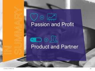 © CELLO HEALTH 24
Passion and Profit
Product and Partner
 