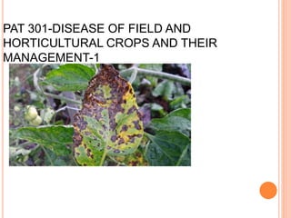 PAT 301-DISEASE OF FIELD AND
HORTICULTURAL CROPS AND THEIR
MANAGEMENT-1
 