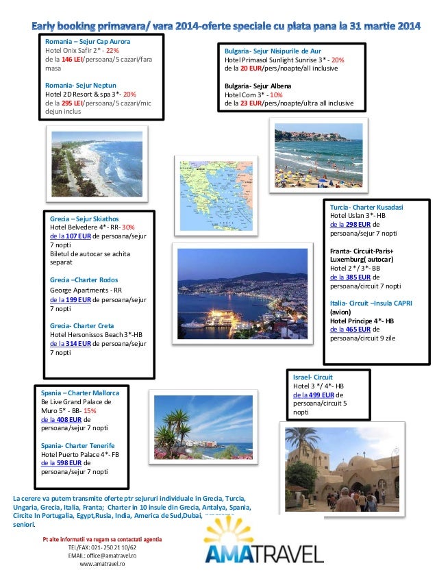 Early Booking Primavara Vara 2014 Oferte Speciale Cu Plata Pana La 3