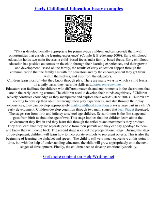 Early Childhood Education Essay