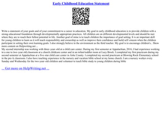 Early Childhood Education Statement | PPT
