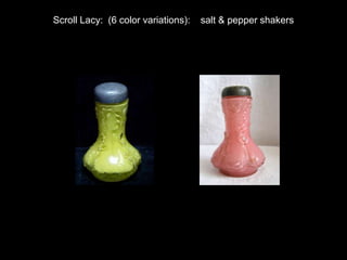 Scroll & Net: (5 color variations): salt & pepper shakers
 